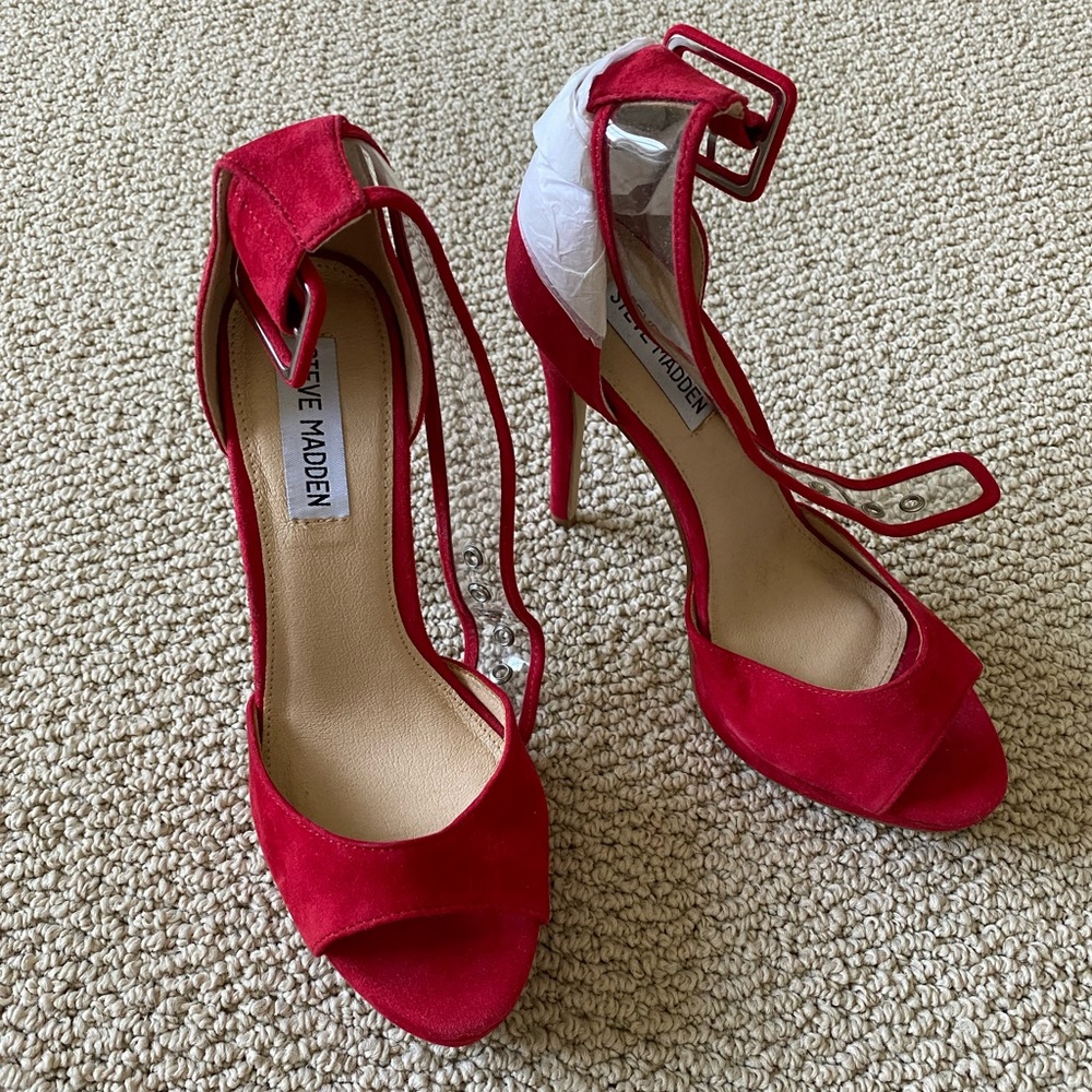 NWOT Steve Madden stiletto red suede sandals